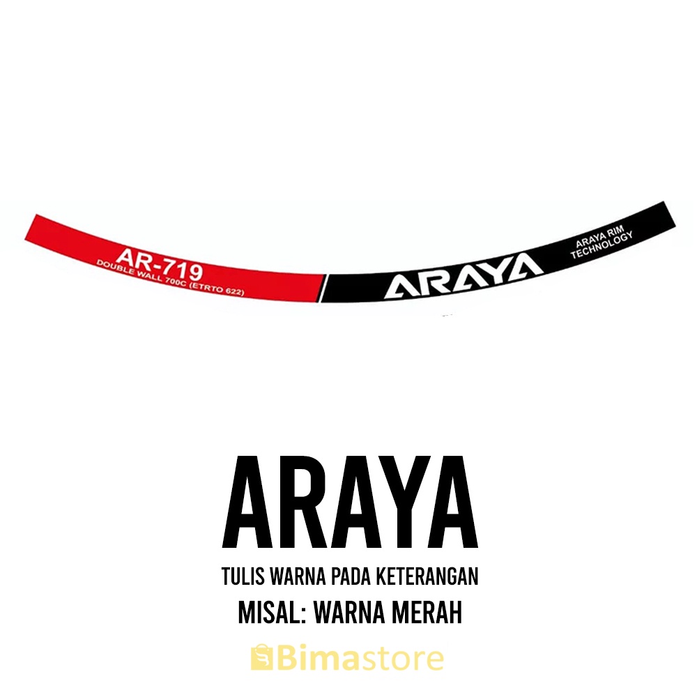 Sticker Decal Rims ARAYA | Lebar 1 - 1,5 cm isi 12 pcs | Diameter 16" - 29" | Stiker Pelek Velg Sepe