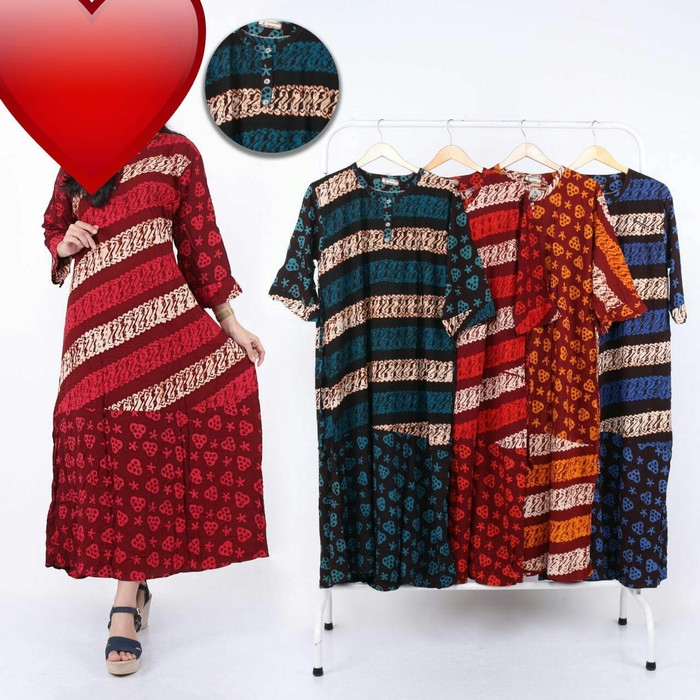Gamis Batik Rumahan - Merah, all size