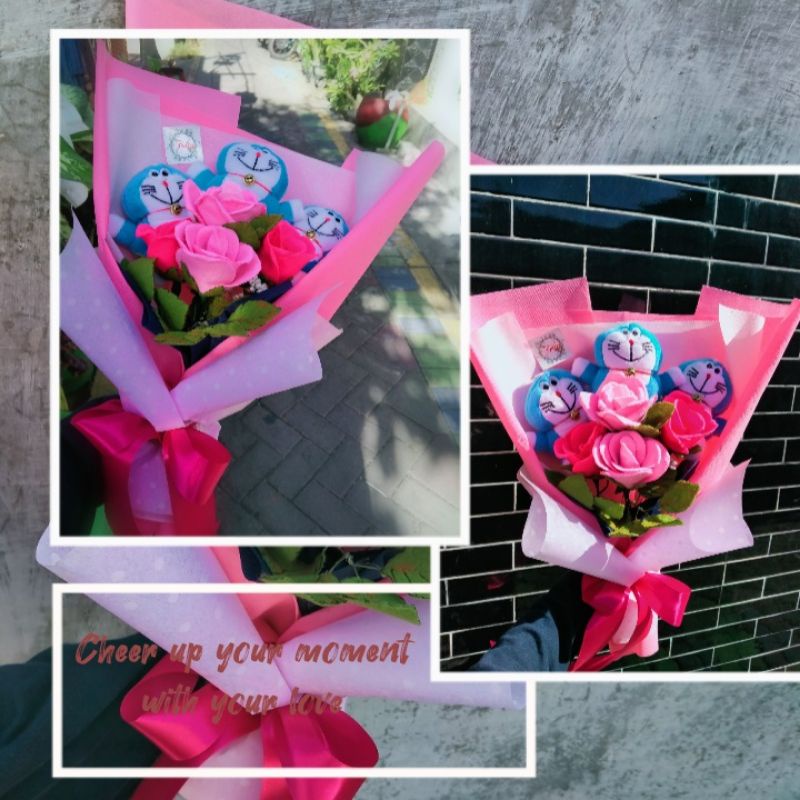 

buket bunga flanel/Doraemon Rose