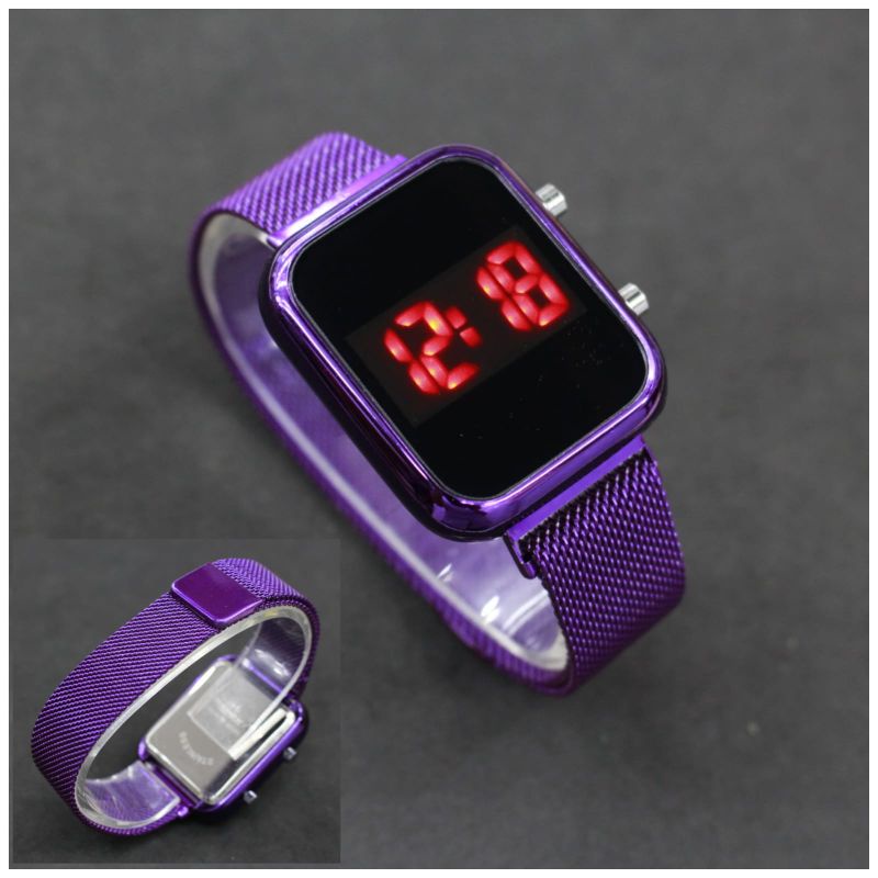 JAM TANGAN WANITA LED DIGITAL WATCH PASIR MAGNET MESH