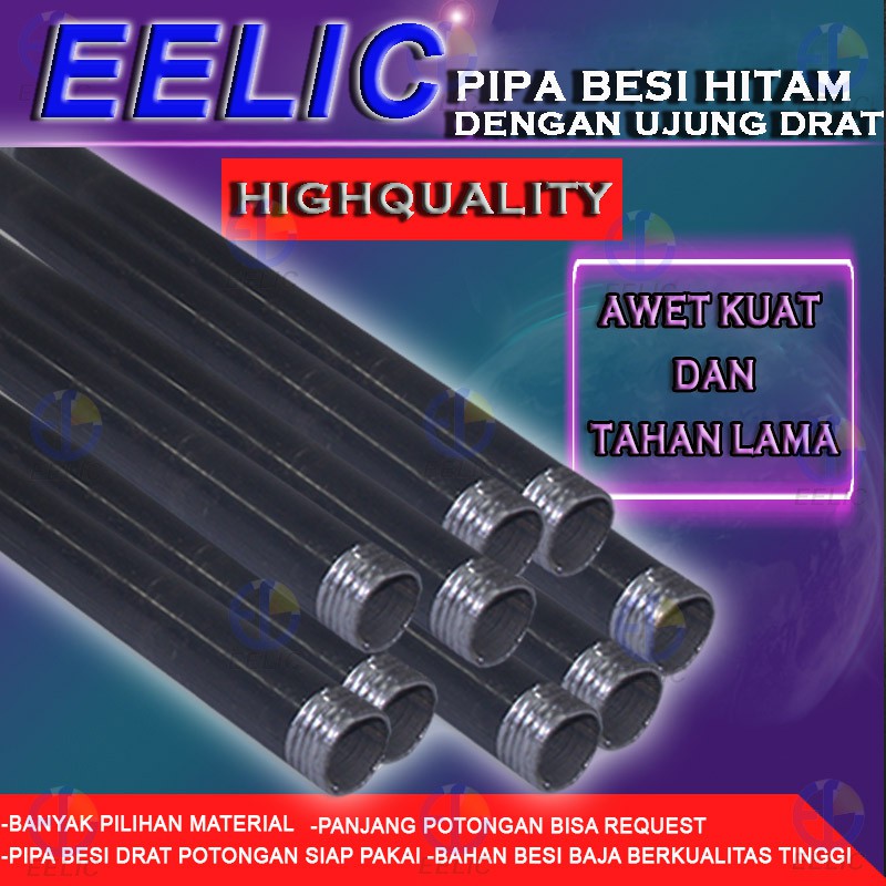 EELIC PBD-1/2IX1.2MM PIPA BESI HITAM DRAT BULAT POLOS 1/2&quot;x1.2mm PANJANG 70 CM COCOK UNTUK DIY