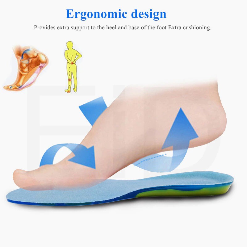 Insole Sepatu Olahraga Silicone Gel Alas Kaki Sepatu Empuk Shock Absorber Orthopedic