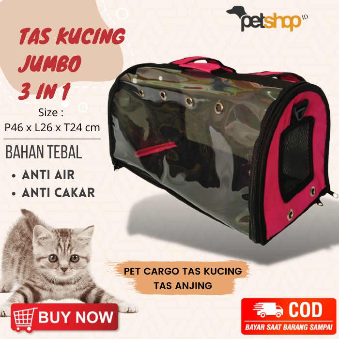 Jual TAS KUCING TAS ANJING TRANSPARAN 3IN1 PET CARGO PET CARRIER KUCING