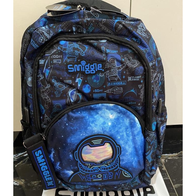 Smiggle Backpack Attach Bright Astronot Pesawat Tas Ransel Original