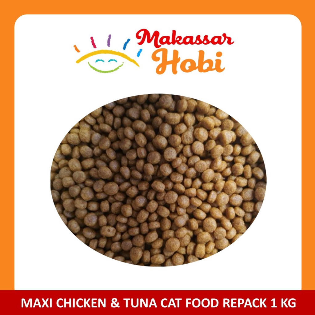 Makanan Kucing MAXI Chicken &amp; Tuna Cat Food Repack 1kg 1 Kg