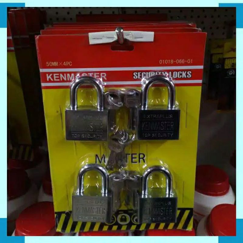 UK.50mm set 4 pcs . Kenmaster, Gembok, Kunci gembok, Master Key,