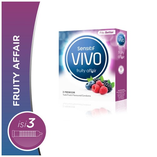 Kondom VIVO FRUITY AFFAIR isi 3 Pcs / Alat Kontrasepsi