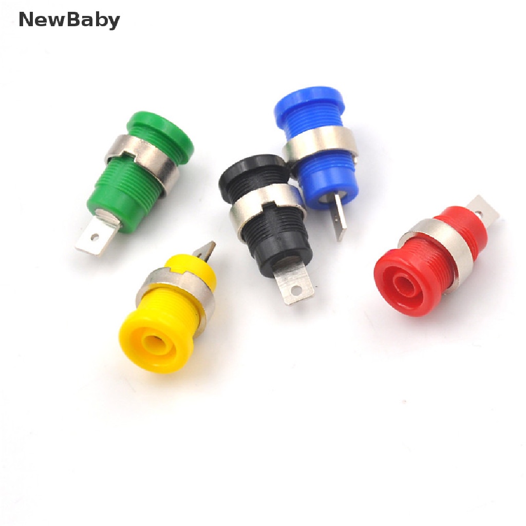 NewBaby 5Pcs 4mm Banana Plugs Female Jack Socket Plug Wire Connector 5 Colors ID