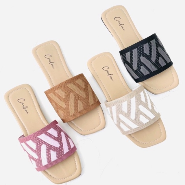 Carlene_emely flat/sandal teplek wanita rajut