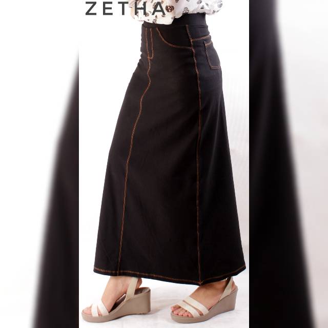 Rok Panjang LineA Denim Fullblack-2