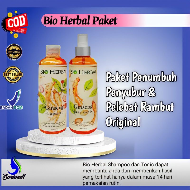 PAKET PENUMBUH RAMBUT BIO HERBAL GINSENG ORIGINAL , HARGA SEPAKET DAPAT SHAMPOO &amp; HAIR TONIC Rambut Merangsang Pertumbuhan Rambut Ampuh