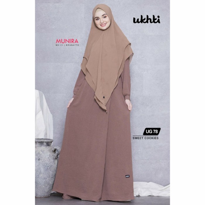 Baju gamis wanita muslim dewasa polyester rayon UG 78 ukhti munira - sweet cookies, S