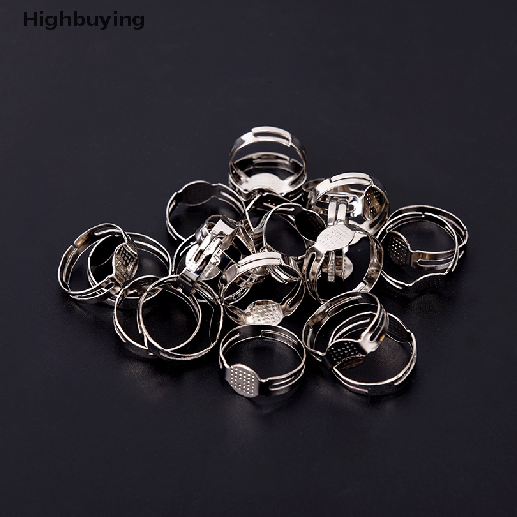 Hbid 50pcs Cincin Kosong Adjustable 8mm Untuk Membuat Perhiasan DIY