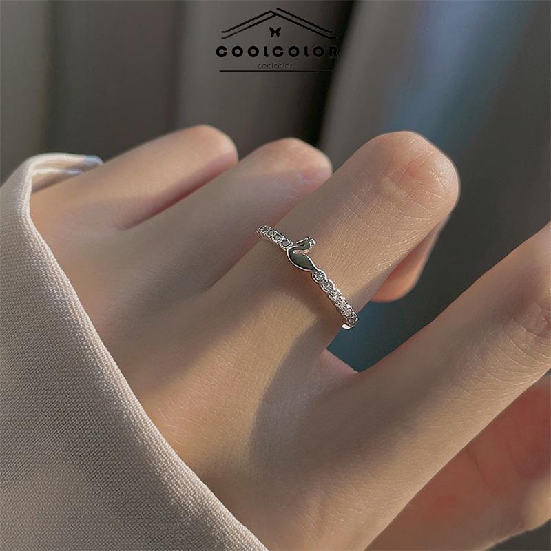 COD❤️Cincin S925 Silver Cygnet Open Ring Anti Karat Dan Anti Luntur Jari Telunjuk Bentuk Angsa Kecil Model Terbuka Untuk Wanita