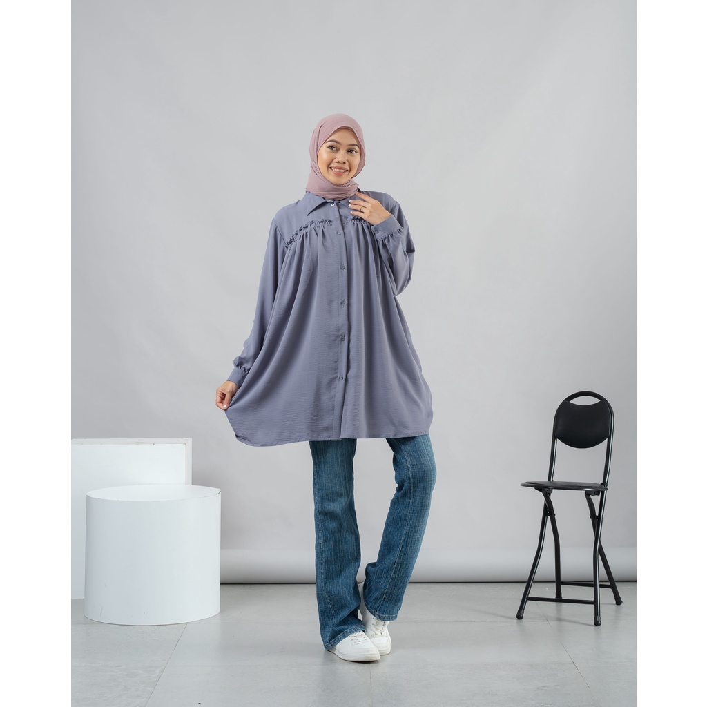 TUNIK KEMEJA KRINKLE AIRFLOW RANI LONG SHIRT PREMIUM SHIRT B571