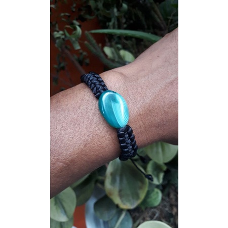 gelang survival macrame buatan tangan batu akik asli sulaiman hijau