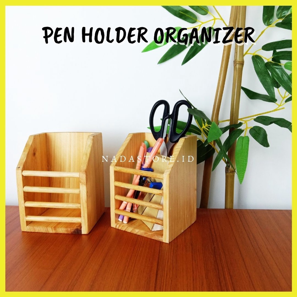 Wooden Desk Organizer / Phone Holder / Tempat Alat Tulis Kayu Multifungsi