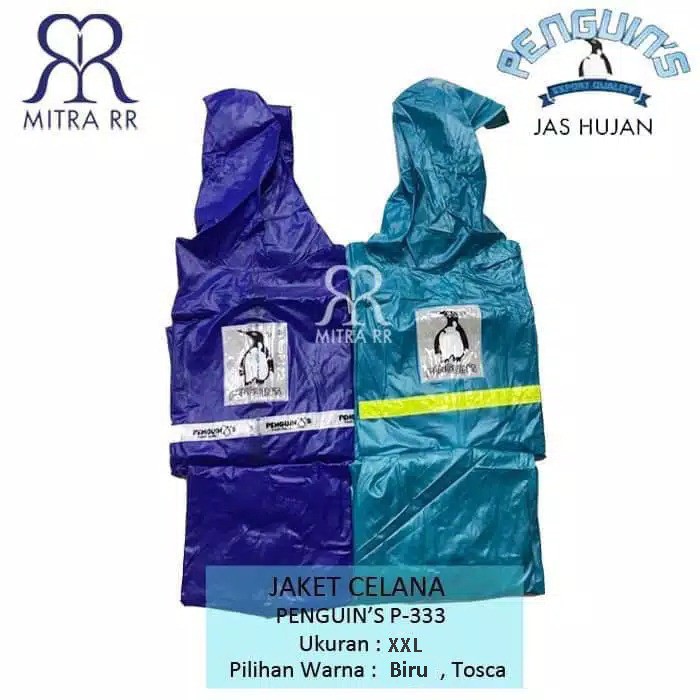 Jas hujan Setelan Jaket Celana Penguins P-333 Raincoat Tebal PVC