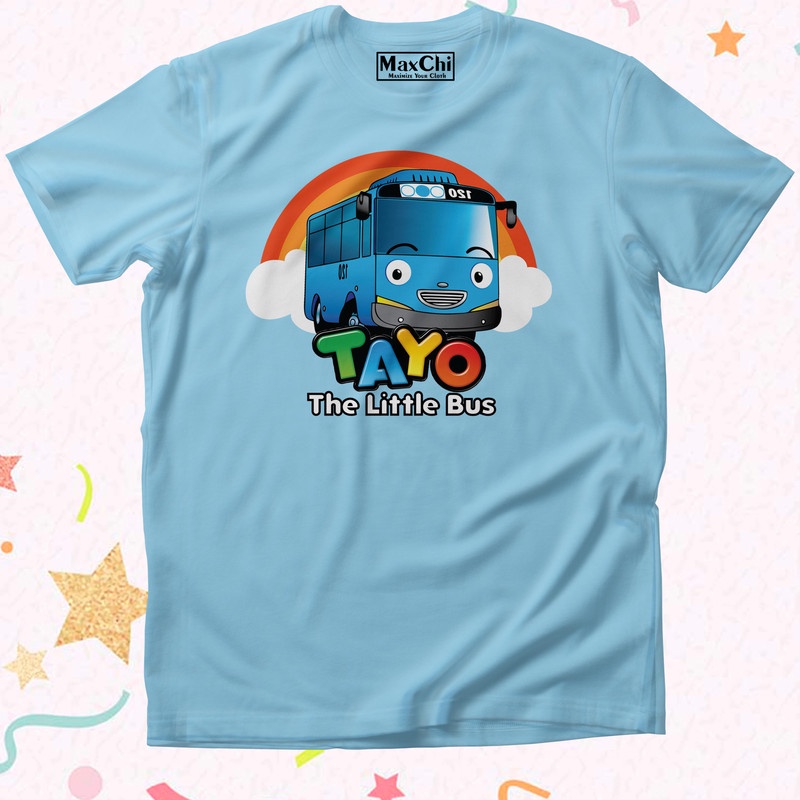 [MaxChi] Kaos Anak Remaja Dewasa Tayo Rainbow Biru Muda