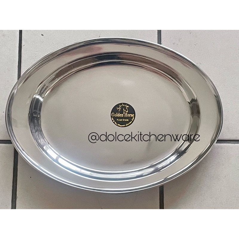 Piring Lodor Oval Piring Saji Ikan Stainless Steel Food Grade 30 cm
