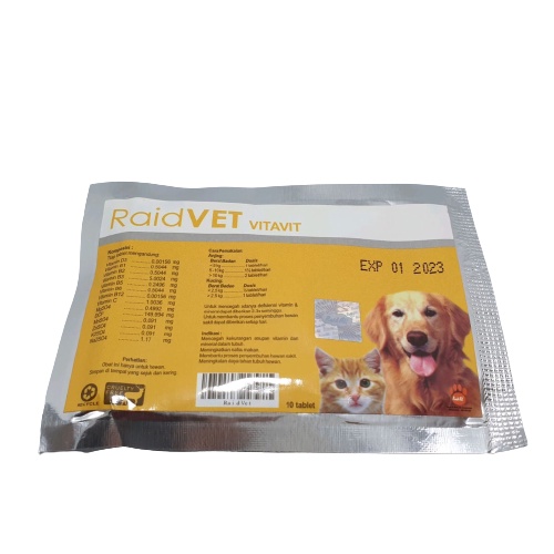 Vitamin Kucing &amp; Anjing - Raidvet Vitavit isi 10 Tablet Raid ALL - Penambah nafsu makan