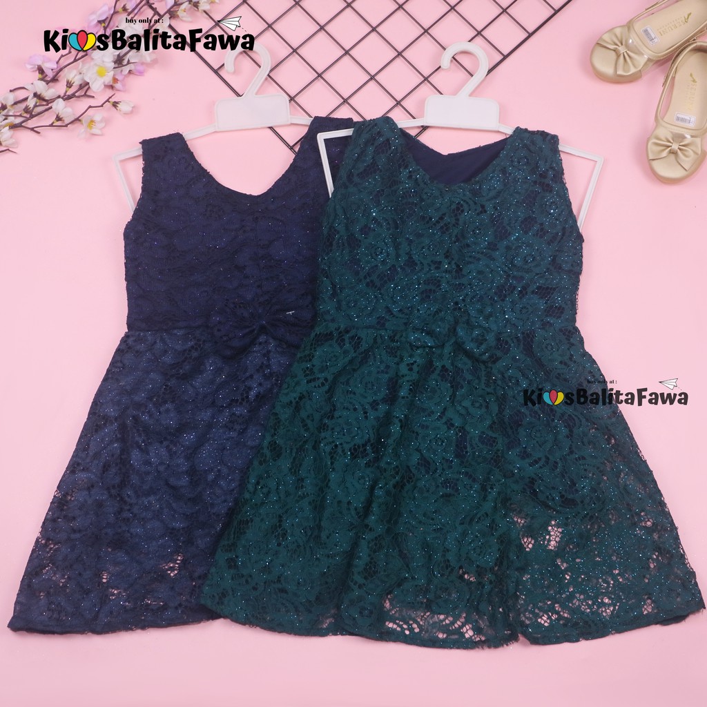 Dress Keira uk 4-5 Tahun / Dres Brukat Kensi Anak Perempuan Gaun Pesta Kondangan Baju Balita Import