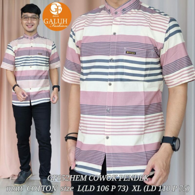[BEST SELLER] Kemeja Salur Pria Ori galuh / Hem Cowok Salur / Kemeja Murah / Original Solo