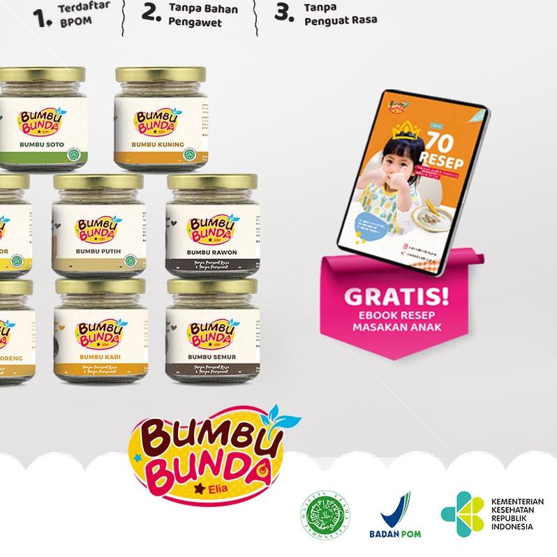 Bumbu Bunda Elia 8+ - Bumbu Non MSG / Bumbu MPASI / Kaldu MPASI / Kaldu Bayi / Bumbu Soto Bumbu Opor