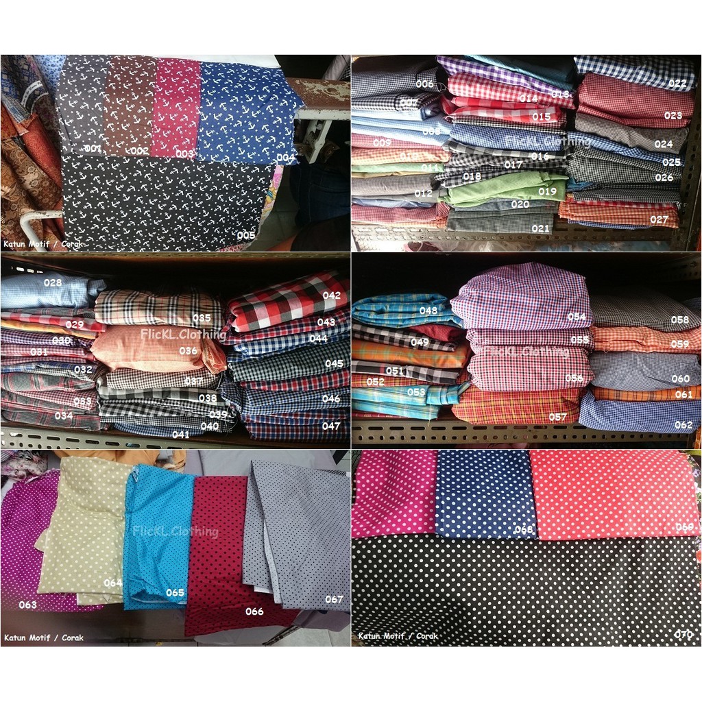 Bahan Kain Motif Corak Rayon Poplin Katun Cotton Kemeja Baju