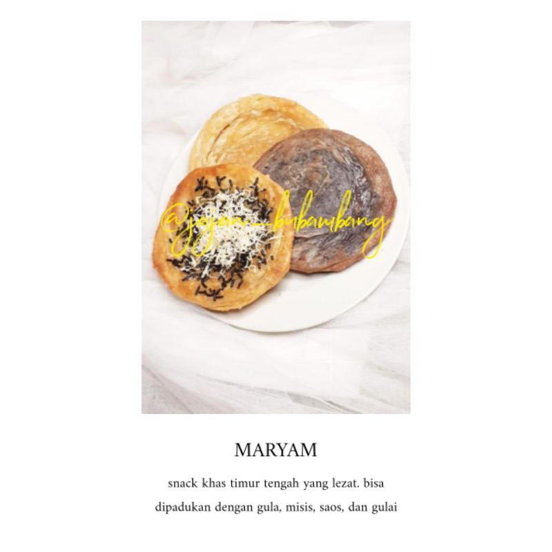 

paket usaha roti maryam frozen food bu bambang ampel khas timur tengah since 1998