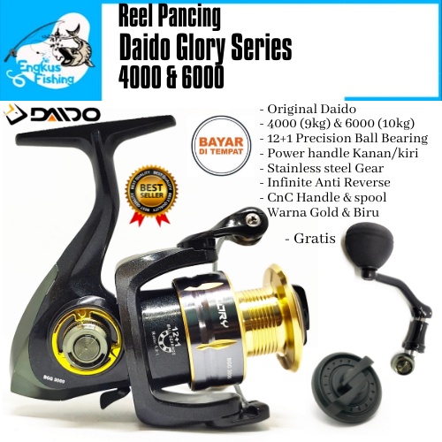 Reel Pancing Daido Glory 4000 &amp; 6000 (12+1Bearing) Free Handle Murah - Engkus Fishing