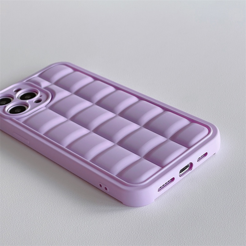 Soft Case Bahan TPU Bentuk Kotak Warna Ungu Taro Gaya Jepang Dan Korea Untuk iPhone 14 13 12 11 Pro X XS MAX XR