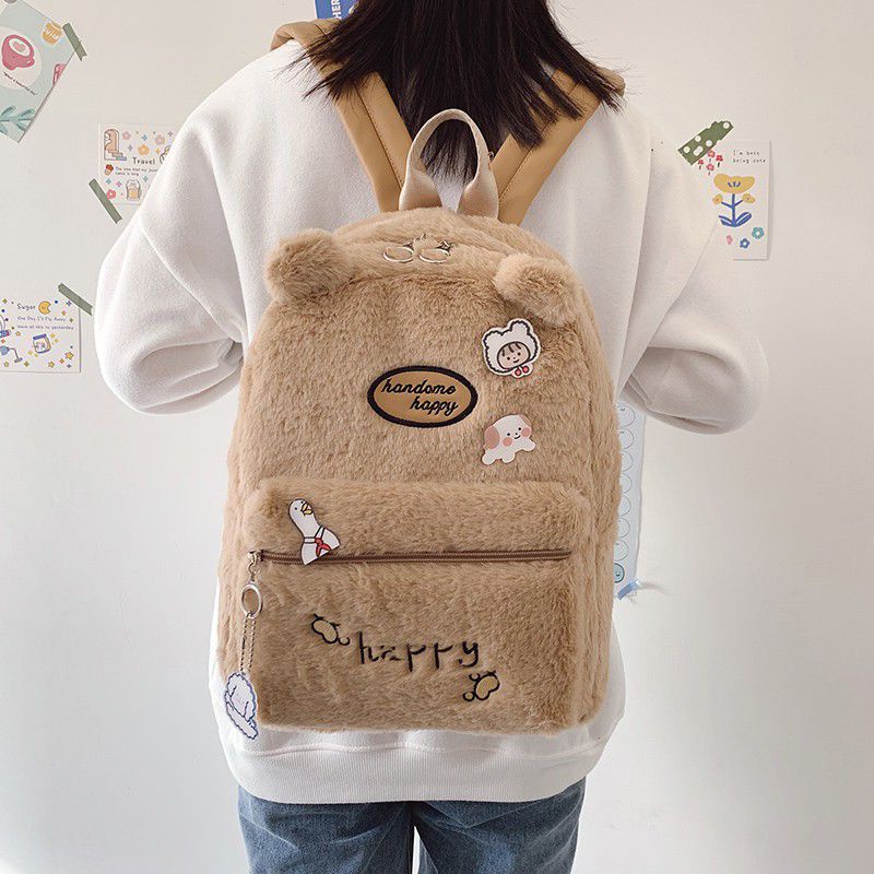 TAS BULU LEMBUT IMPORT ASLI KOREA/TAS IMPORT ANAK KULIAHAN/TAS SD SMP SMA/TAS SEKOLAH/TAS MAIN BULU