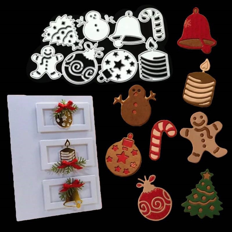 Cetakan Stensil Cutting Dies Motif Tema Natal Bahan Metal Untuk Scrapbook / Craft Diy