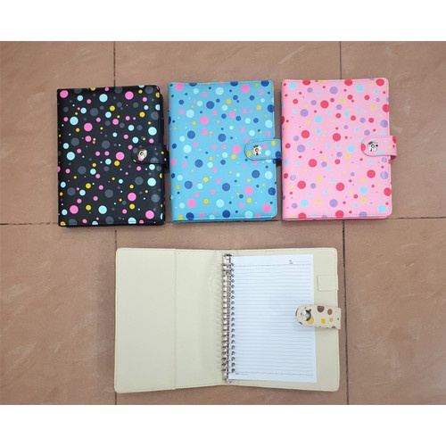 

AGENDA BINDER KULIT A5 / MOTIF POLKADOT A / RING 20 / NOTEBOOK - BIRU