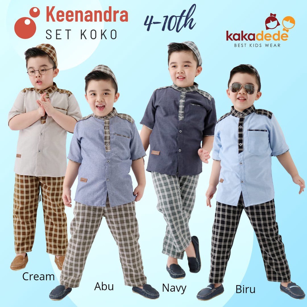 Setelan Koko Anak Laki Laki Umur 4 - 8 Tahun Free Peci Setelan Koko Keenandra by KakaDede