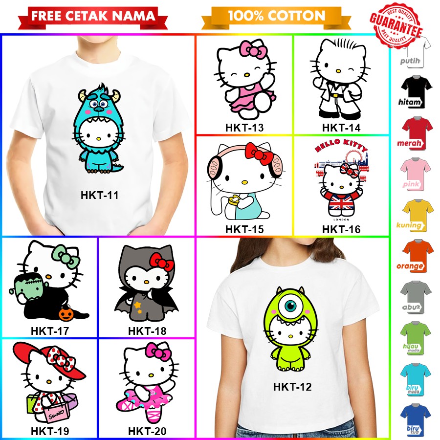 [FREE NAMA!!] Baju Kaos COUPLE HELLO KITTY BANYAK MOTIF