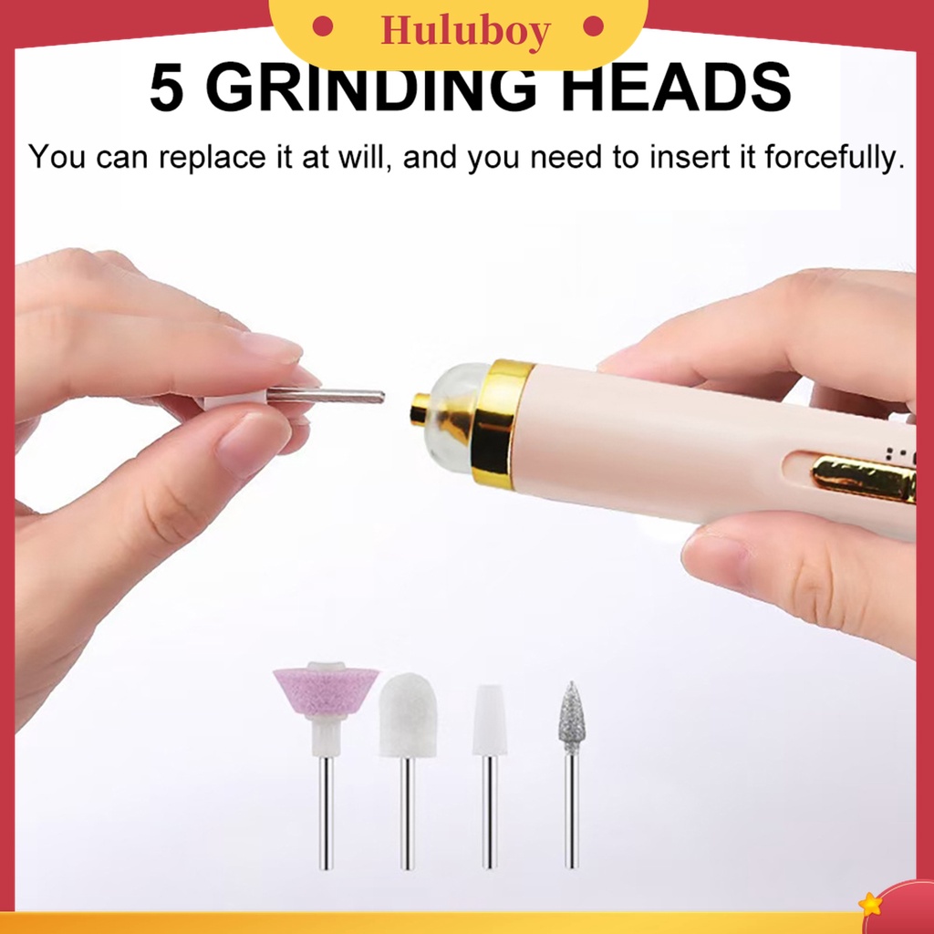 Huluboy Huluboy♡ Set Alat Kikir Kuku Elektrik Multifungsi Dengan Lampu LED Untuk Salon / Manicure / Pedicure