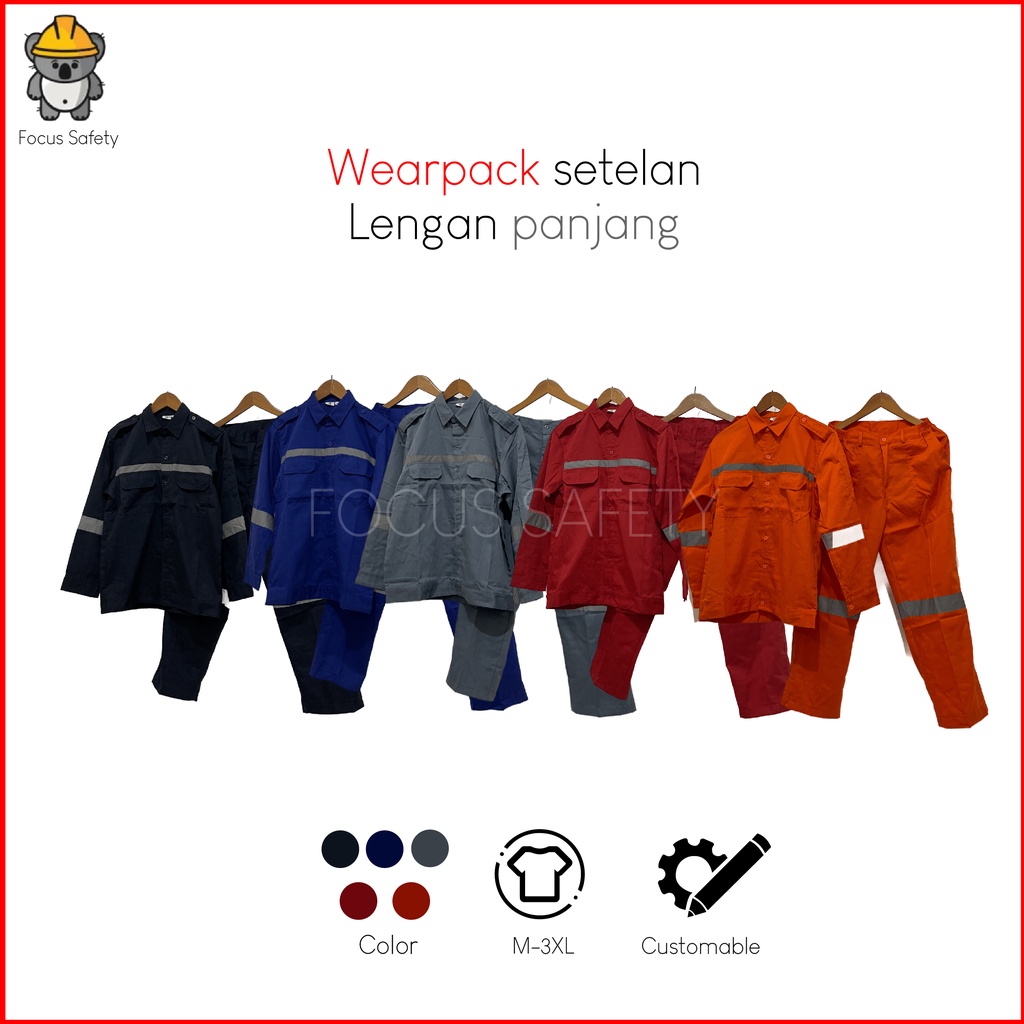 Wearpack/Wear Pack/Baju Safety Model Setelan Baju Celana Lengan Panjang