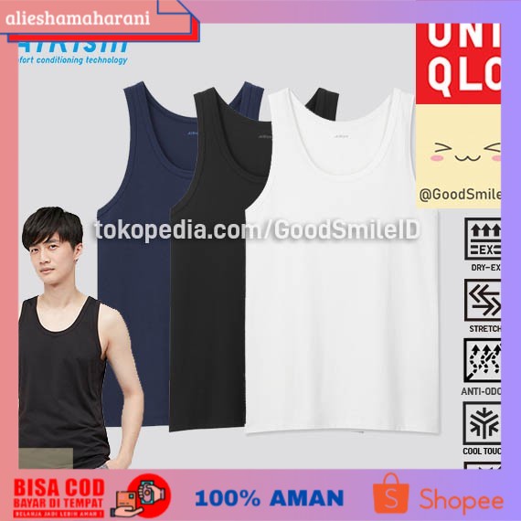 (COD MURAH) UNIQLO AIRism KATUN TANK TOP KAOS DALAM PRIA 434168 - PILIH WARNA, L