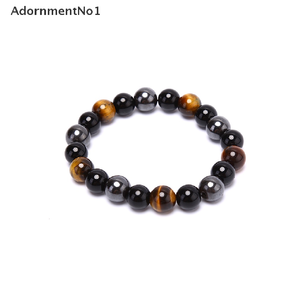 (AdornmentNo1) Gelang Manik Batu Obsidian Hematite Tiger Eye Hitam Untuk Pria