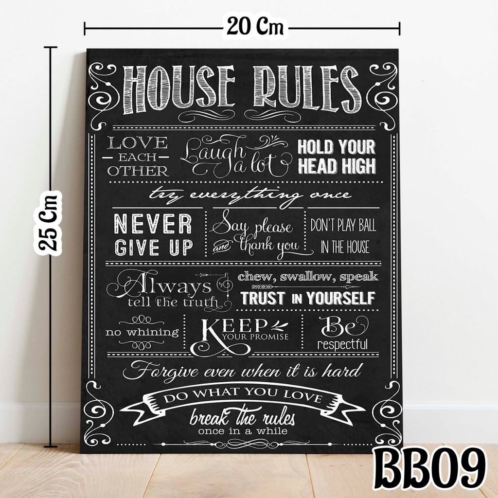 Hiasan Dinding Poster House Rules Bb09 Shopee Indonesia