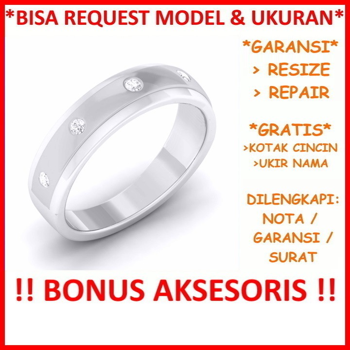 Garansi Paladium Asli Bisa Pesan Model Gratis Ukir Nama Cincin Kawin Palladium Pria Poladium ID369