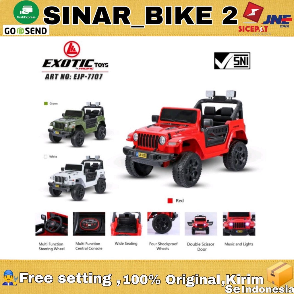 Mainan Anak Mobillan Aki JEEP EXOTIC RUBICON EJP-7707,7706,7734,7704