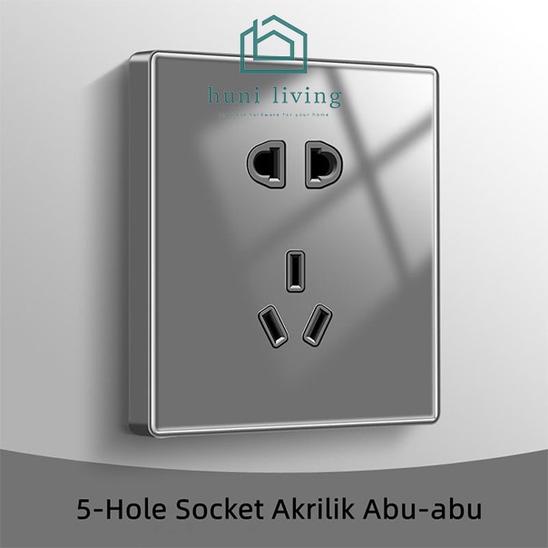 Saklar / Sakelar Lampu Abu Glossy 1/2/3 Gang Electrical Switch Akrilik