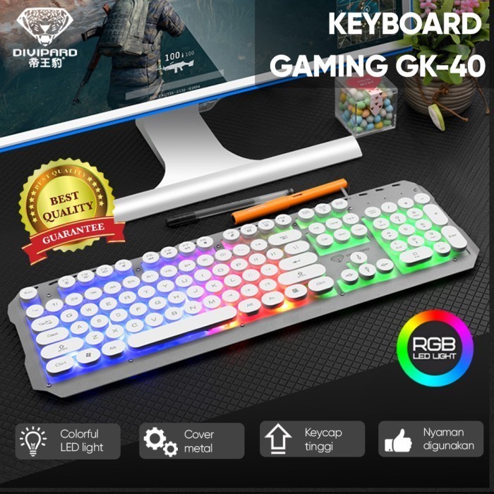 Keyboard Gaming Divipard GK-40 Kabel USB 2.0 Plus LED Metal Cover