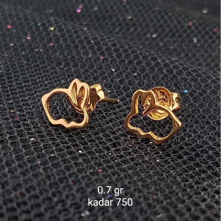 Tindik emas 17K kadar 750 - model kelinci polos berat 0.7 gram - 793