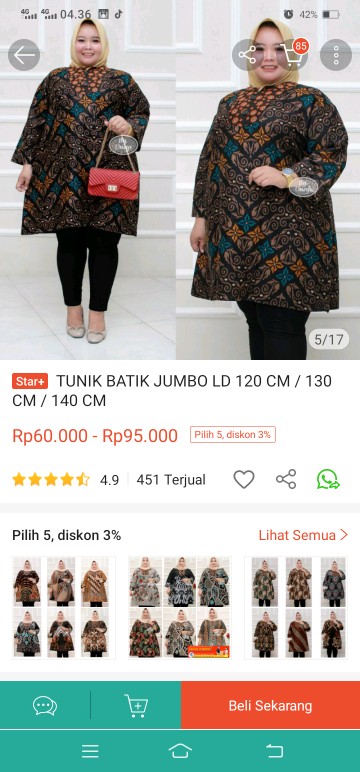 Tunik Batik Jumbo Ld 120 Cm / 130 Cm / 140 Cm