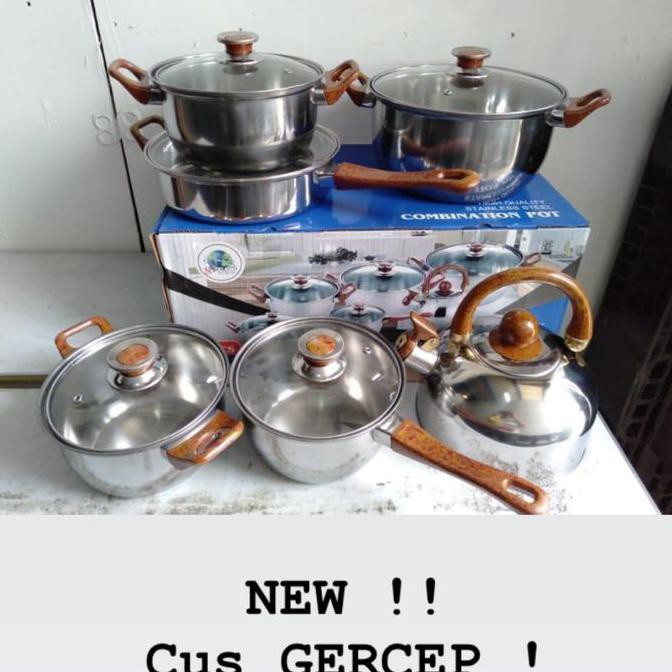 Set Panci 12Pcs / Combination Pot 12 Pcs / Panci Bahan Stainless Gedung.Imm