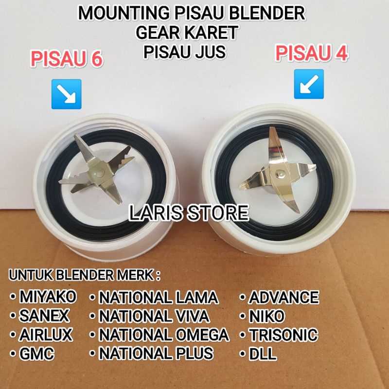 PISAU MOUNTING 4 6 GEAR KARET UNTUK BLENDER MIYAKO NATIONAL SEMUA MERK / UNIVERSAL / UMUM